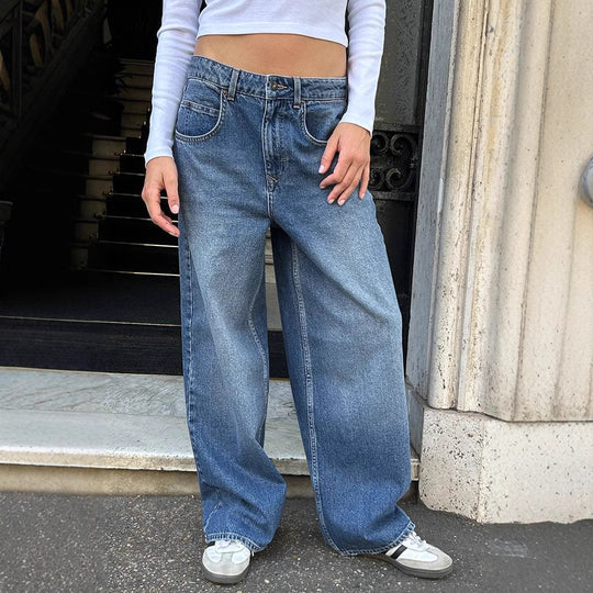 Damen Weit geschnittene Jeans im lässigen Oversized-Stil EB