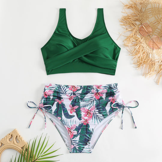 Damen Hochtailliertes Bikini-Set mit verstellbaren Trägern EB