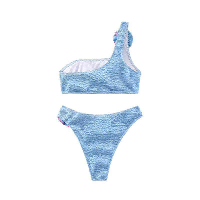 Damen Einseitiger Bikini mit Floralapplikation EB