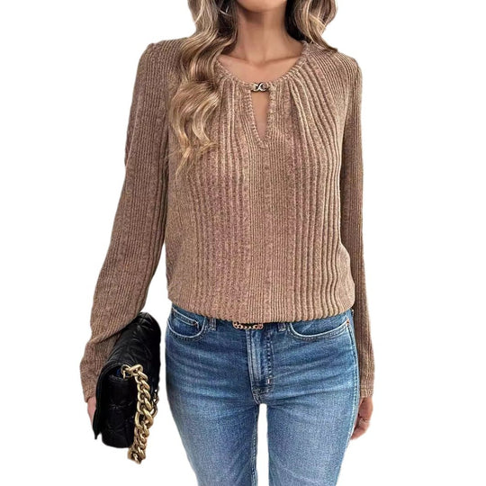 Damen Strickpullover mit dekorativem Ausschnitt EB