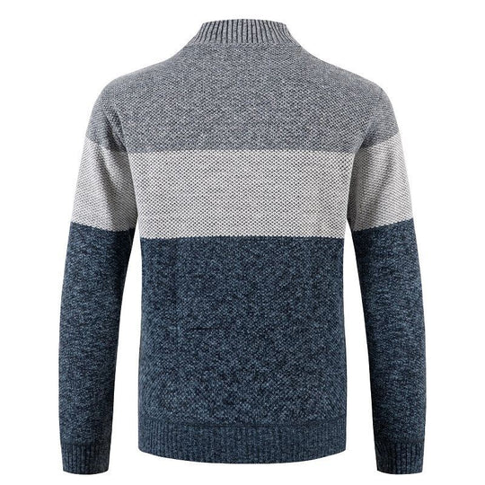 Herren Strickjacke mit modernem Zipper und stilvollem Karomuster EB