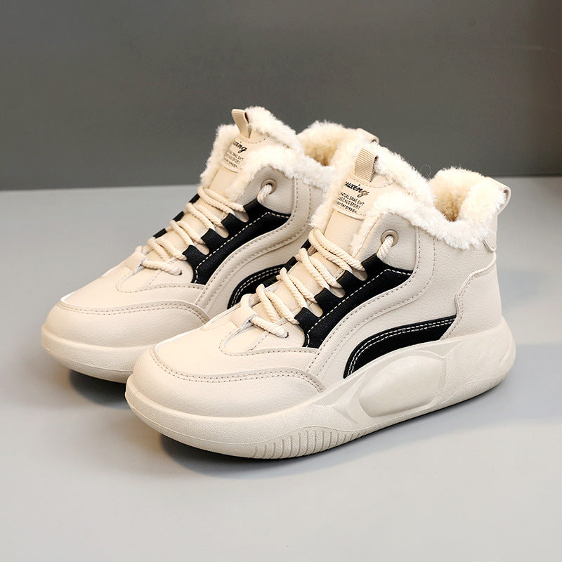 Damen warme High-Top Sneaker mit flauschigem Innenfutter und rutschfester Sohle EB