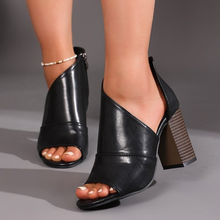 Damen Sandaletten mit peep-toe Design und modischem Reißverschluss EB