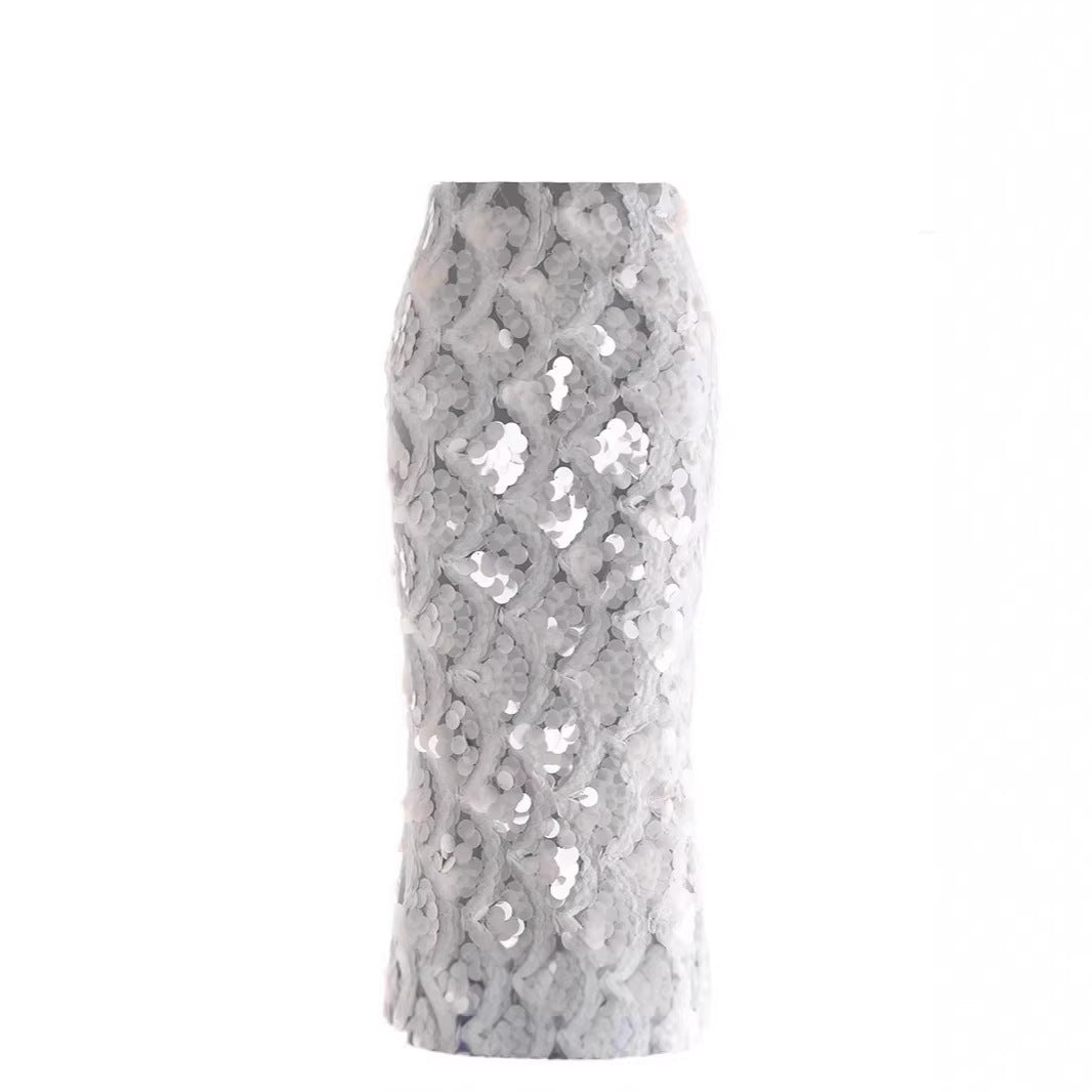 Damen Maxirock mit einzigartigem Volantdesign und transparenter Spitze EB