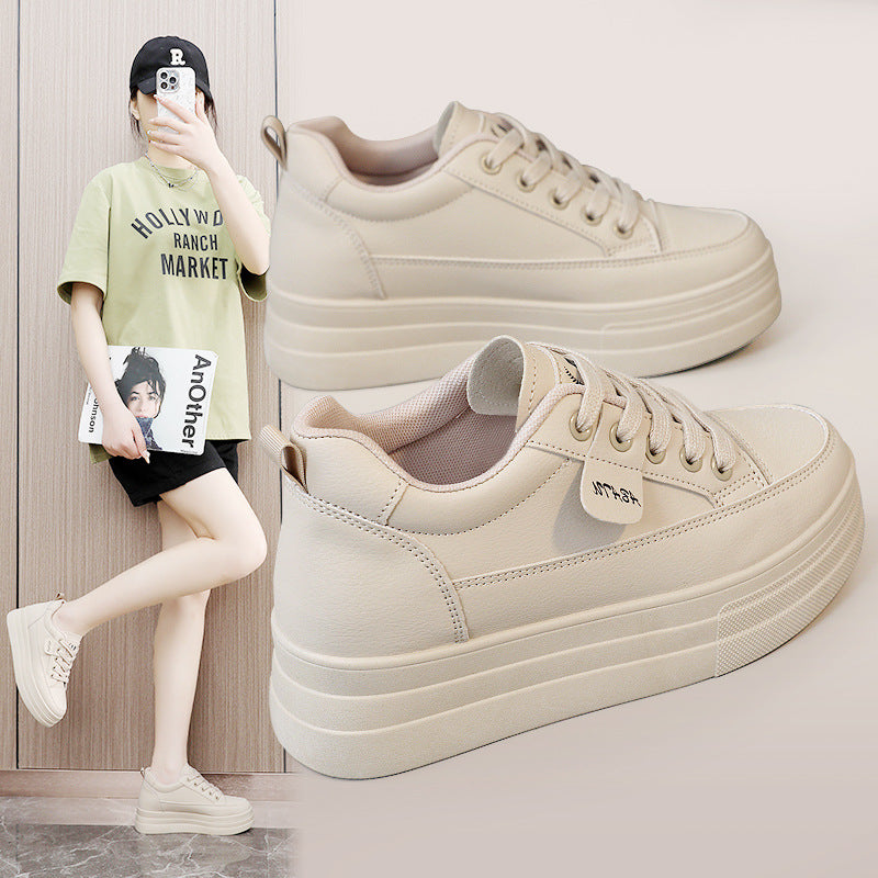 Damen modische Plateau Sneakers mit atmungsaktivem Obermaterial und sportlicher Sohle EB