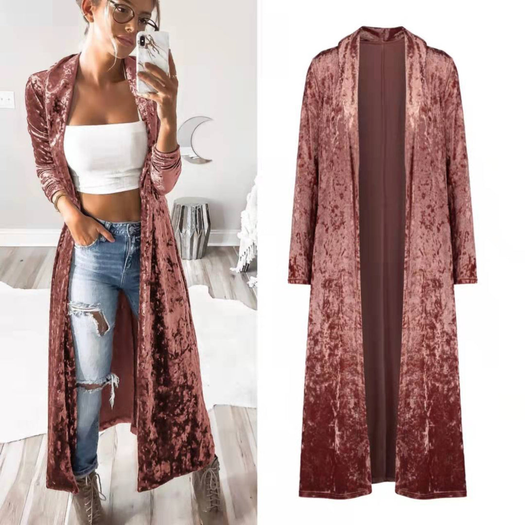 Damen Langer Veloursmantel EB