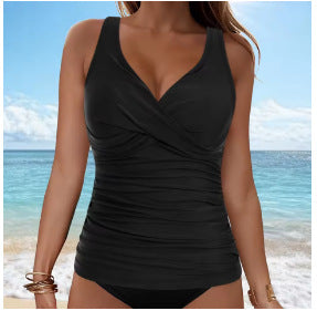 Damen Wickel-Tankini-Oberteil mit figurbetonendem Schnitt EB