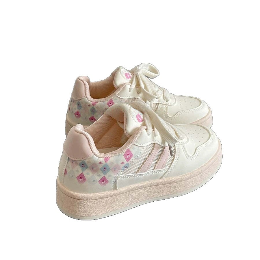 Damen Sneakers mit verspieltem Karomuster und bequemer Sohle EB