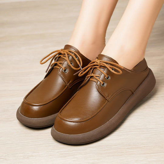 Damen elegante Schnürschuhe aus hochwertigem Kunstleder mit rutschfester Sohle EB