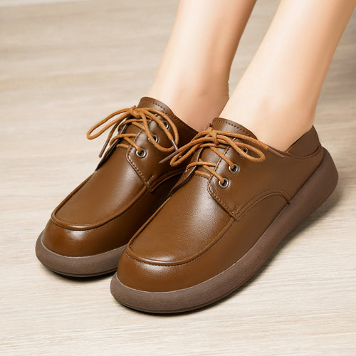 Damen elegante Schnürschuhe aus hochwertigem Kunstleder mit rutschfester Sohle EB