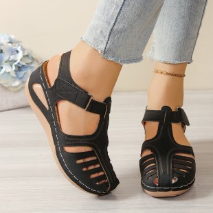 Damen Komfortable Keil-Sandalen mit atmungsaktiven Riemen EB