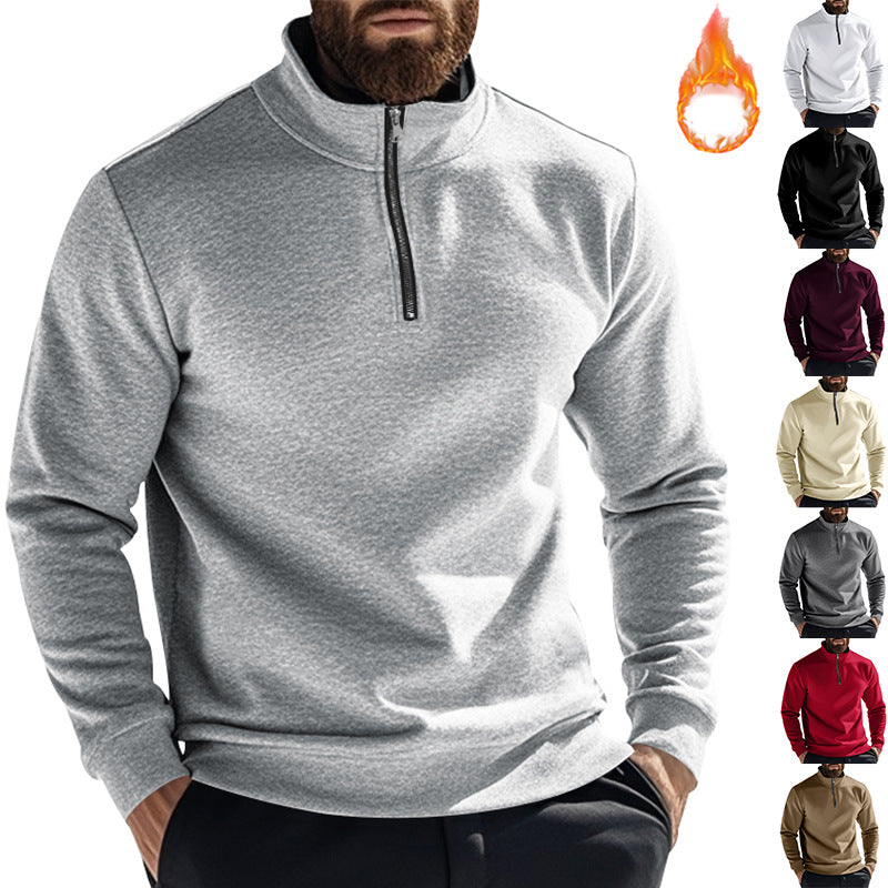 Herren nan thermischer Halbzip-Pullover mit Stehkragen und wärmendem Fleece-Innenfutter EB