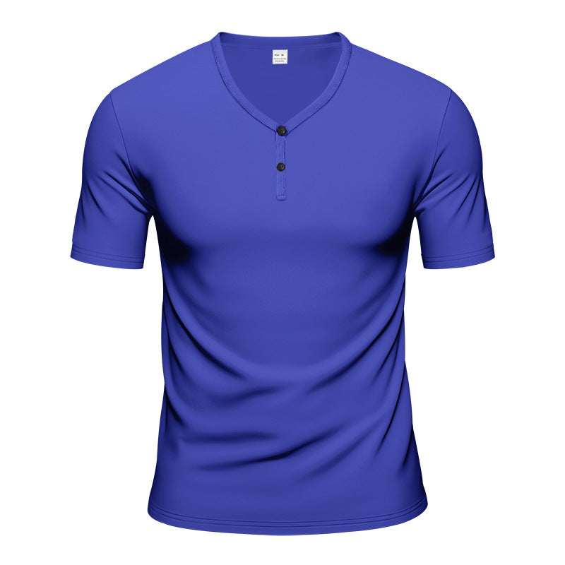 Herren Kurzarm Henley-T-Shirt mit atmungsaktiver Struktur EB