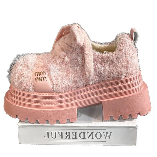 Damen Modische und atmungsaktive Plateau-Sneaker mit kuscheligem Obermaterial EB