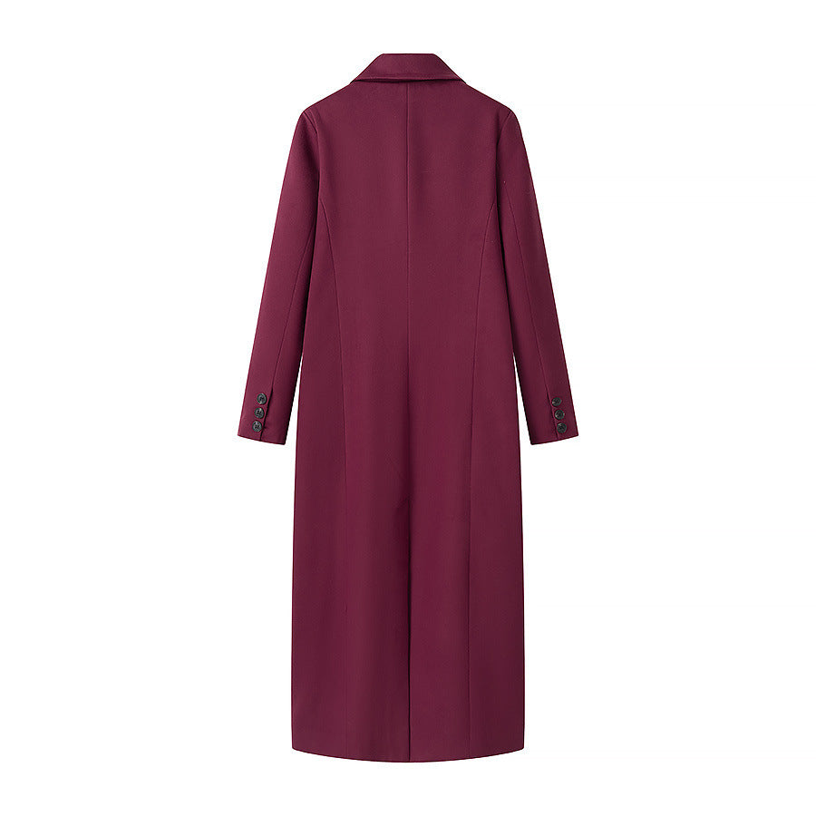 Damen eleganter langarm Mantel im Doppelreiher-Stil EB