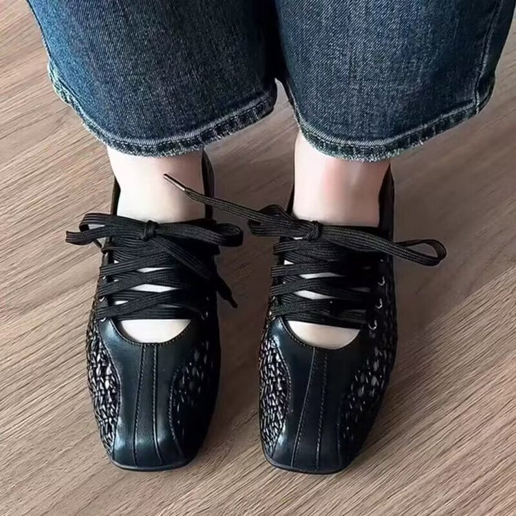Damen modische Schnürschuhe mit atmungsaktiver Obermaterialstruktur und elastischen Riemen EB