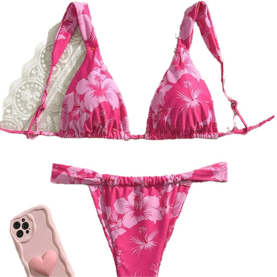 Damen Triangel-Bikini mit verspieltem Mustermix EB