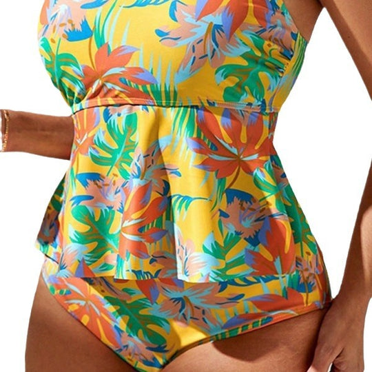 Damen Einteiler Badeanzug mit stylischem Blumenmuster EB