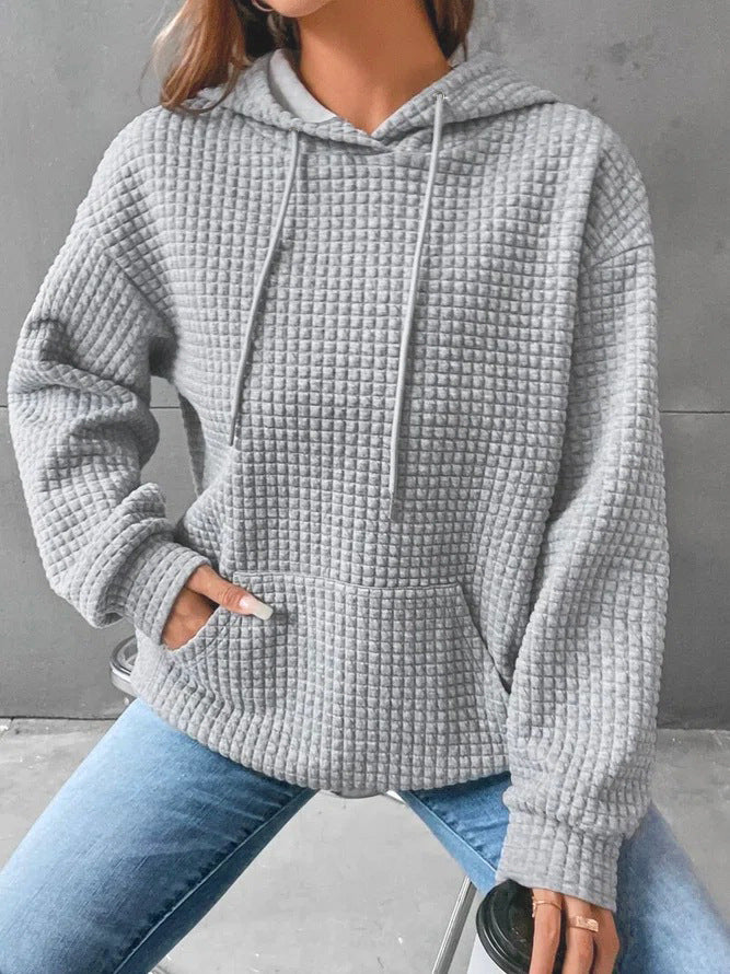 Damen stylischer Kapuzenpullover mit strukturiertem Stoff EB