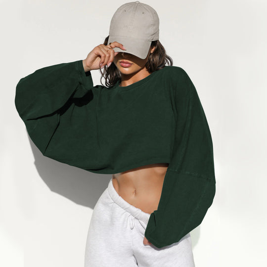 Damen lässiger Crop-Pullover EB
