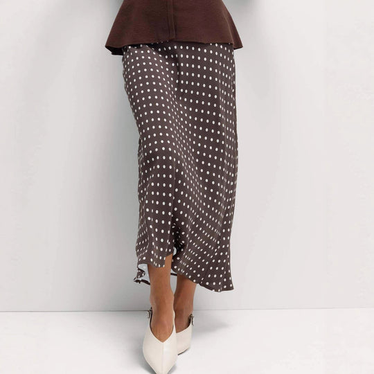 Damen Fließender Maxirock mit Polka-Dots EB