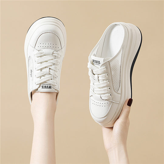 Damen Bequeme Plateau-Sneaker mit atmungsaktiver Mesh-Oberfläche EB