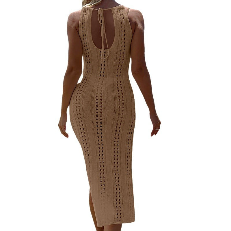 Damen Häkel Maxi-Urlaubslook mit hohem Schlitz EB