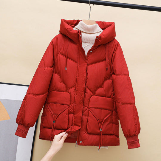 Damen gesteppte Winterjacke mit Kapuze und Herzdetails EB