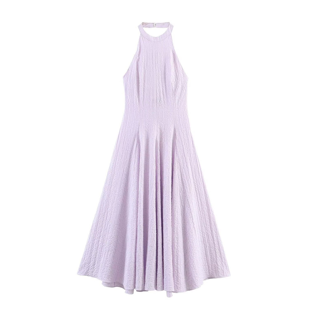 Damen Abendkleid mit hohem Kragen und fließendem Rock EB