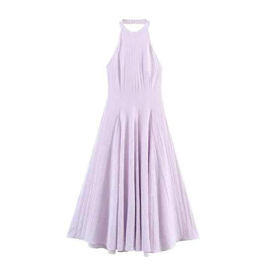Damen Abendkleid mit hohem Kragen und fließendem Rock EB