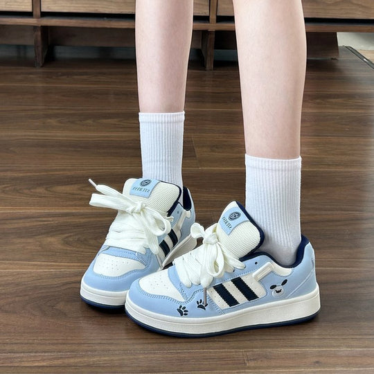 Damen Sportliche Sneakers mit modernem Karomuster und bequemer Schnürung EB