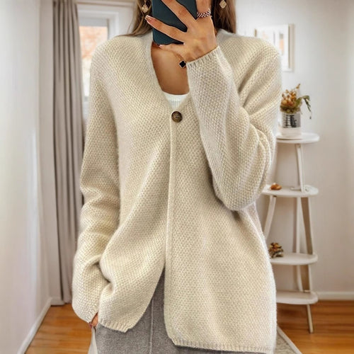 Damen Strickjacke mit strukturiertem Design und elegantem Knopf EB