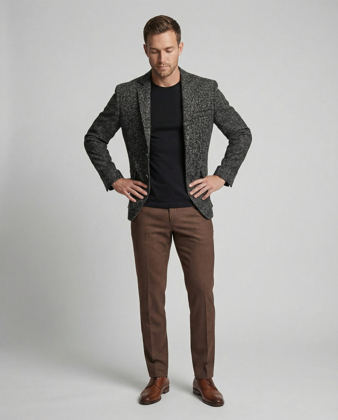 Herren eleganter strukturierten Blazer mit modernem Gewebe und stilvollen Details EB