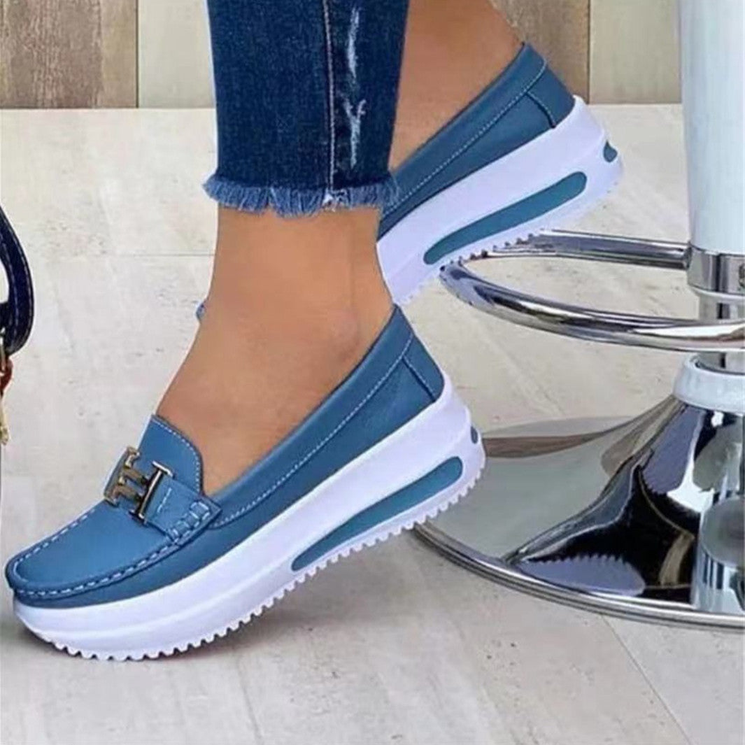 Damen  leichte Plateau-Slipper im Mokassinstil mit luftgepolsterter Gummisohle EB