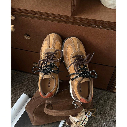 Damen modische Sneakers mit strapazierfähigem Wildleder und atmungsaktiver Sohle EB