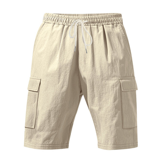 Herren nan Reise- und Outdoor-Bermuda mit elastischem Kordelbund, Sicherheits-Innentasche und aufgesetzten Klappentaschen EB
