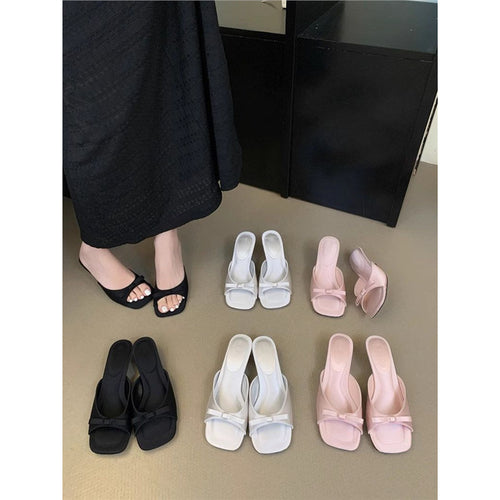Damen elegante Mules mit Schleifenakzent EB