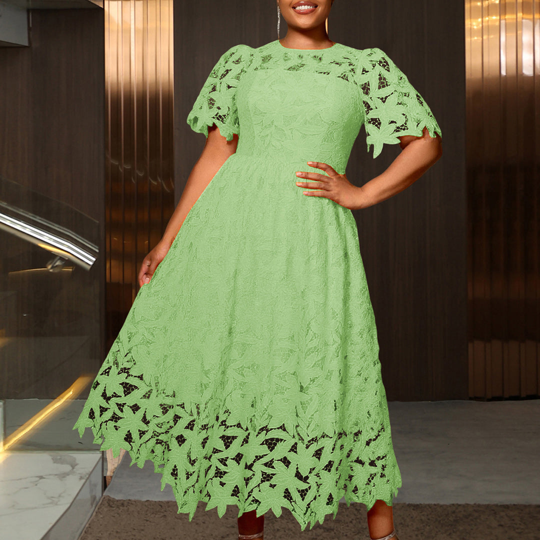 Damen Spitzen-Maxikleid mit floralem Design EB