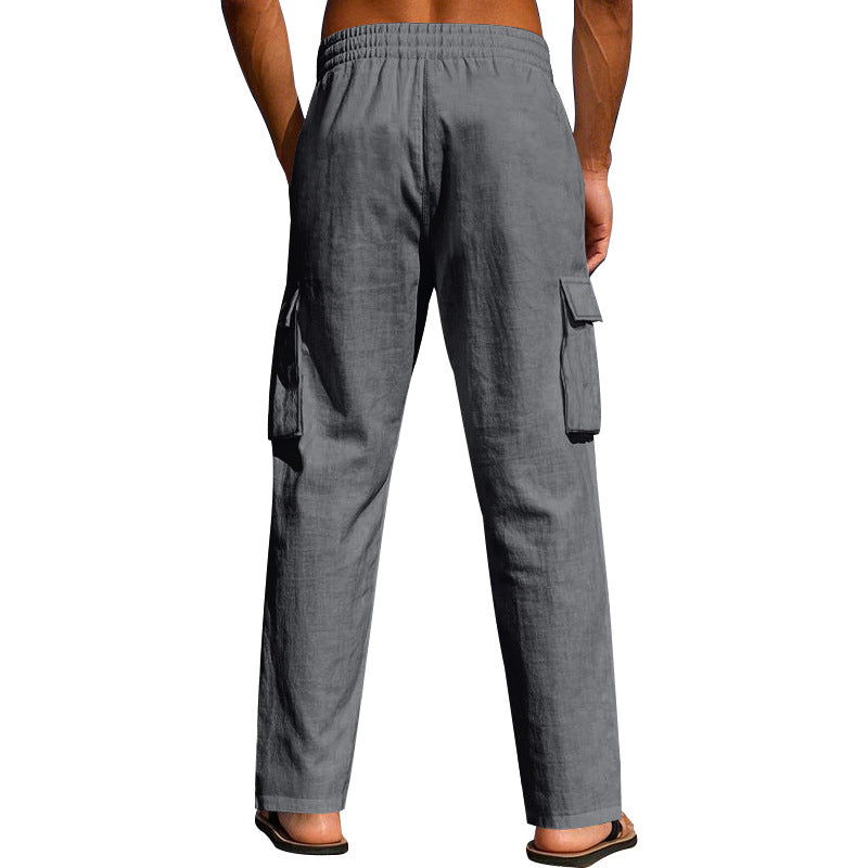 Herren nan lockere Cargo-Freizeithose mit elastischem Tunnelzugbund und mehreren Taschen EB