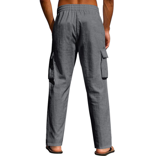 Herren nan lockere Cargo-Freizeithose mit elastischem Tunnelzugbund und mehreren Taschen EB