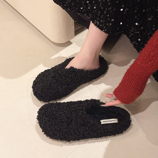 Damen Flauschige Hausschuhe mit rutschfester Sohle und weichem Innenfutter EB