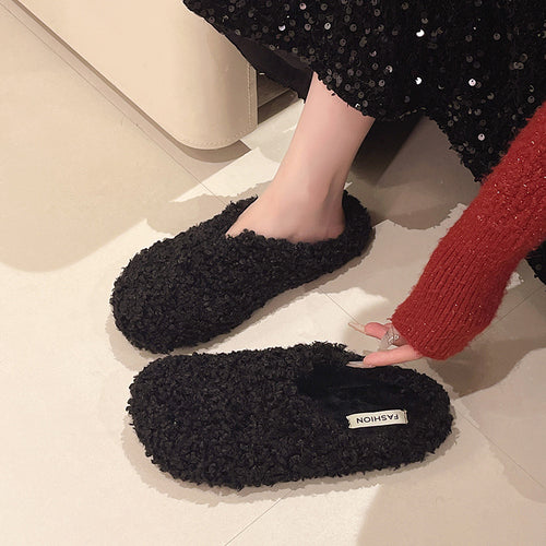 Damen Flauschige Hausschuhe mit rutschfester Sohle und weichem Innenfutter EB