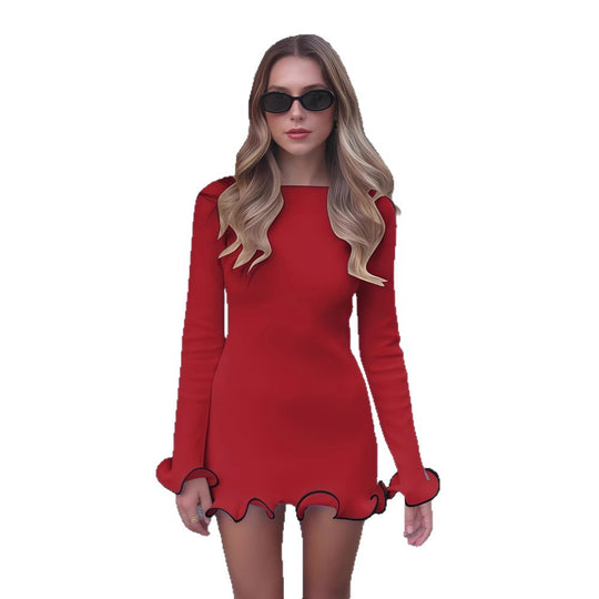 Damen Minikleid mit verspieltem Saum EB