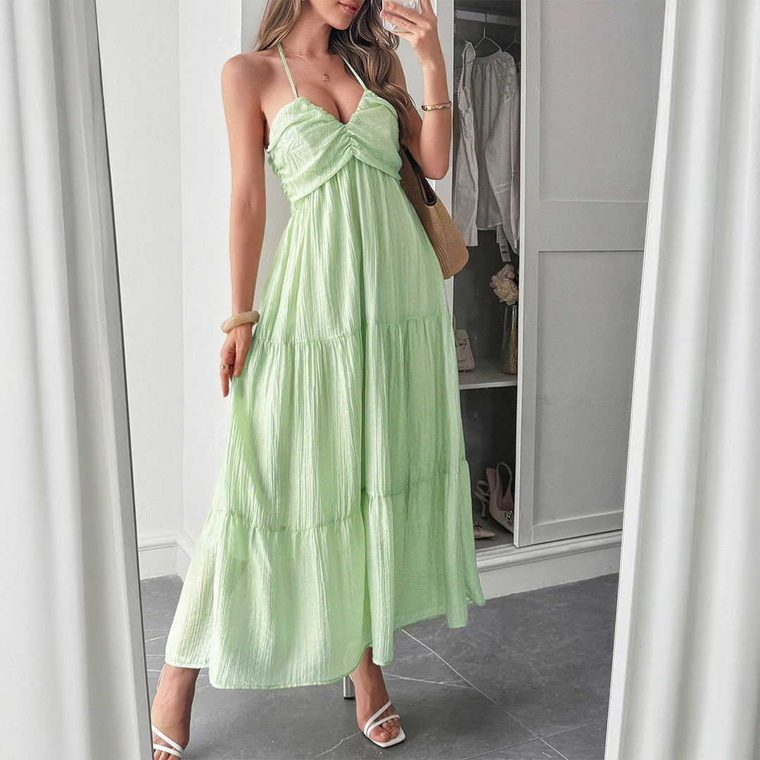 Damen Maxidress mit elegantem Rüschendesign und verstellbaren Spaghettiträgern EB