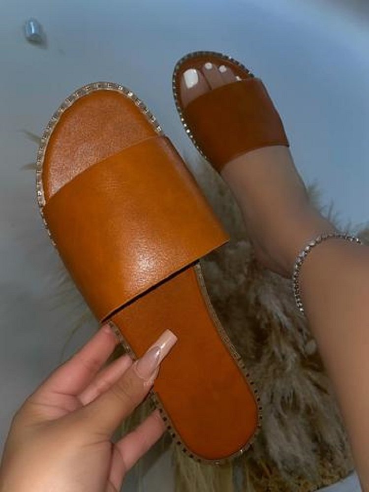 Damen Komfortable Slides mit eleganter Kettenverzierung EB