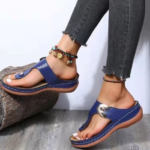 Damen Orthopädische Zehentrenner-Sandalen mit modischen Schnallen und anatomischer Fußbettung EB