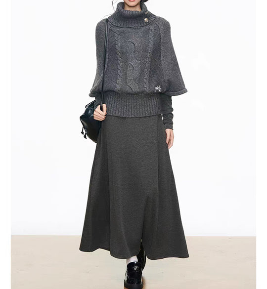 Damen Strickkleid mit voluminösen Ärmeln und elegantem Rollkragen EB