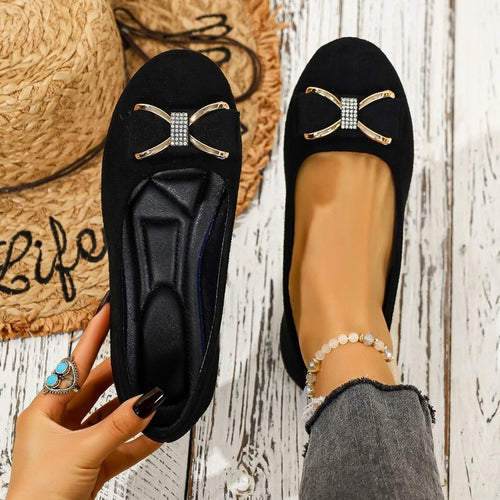 Damen Elegant designte Ballerinas mit funkelndem Schleifendetail EB