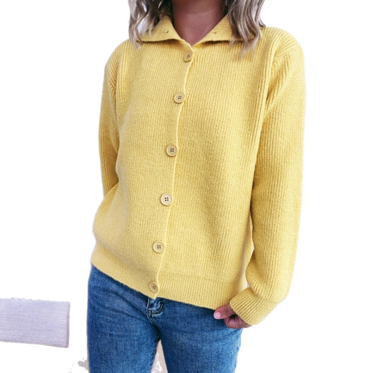 Damen gestrickte Oversize-Jacke mit Knopfleiste und weitem Schnitt EB