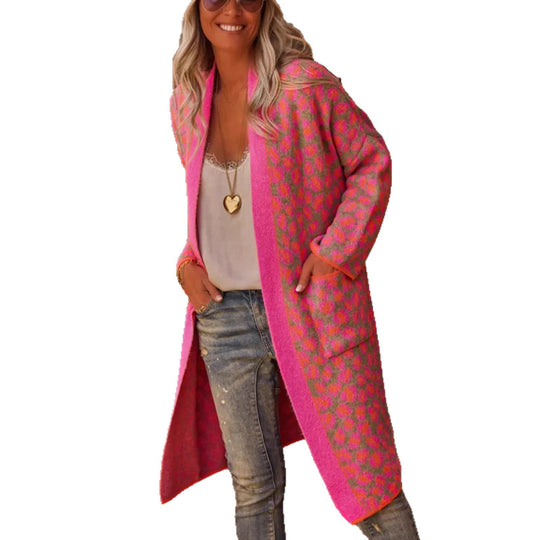 Damen modischer Cardigan mit auffälligem Muster EB